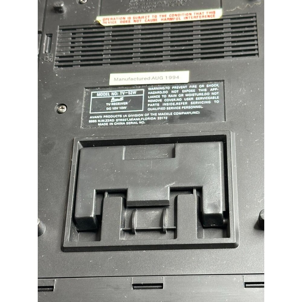 Avanti Portable Retro Analog TV VHF/UHF Tuning Handle Model TV-52W 90s B&W WORKS - Picture 8 of 16